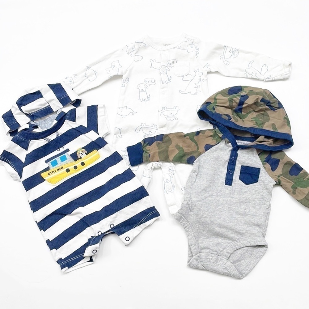 Carter's baby boys 3 piece romper/jumper/bodysuit set